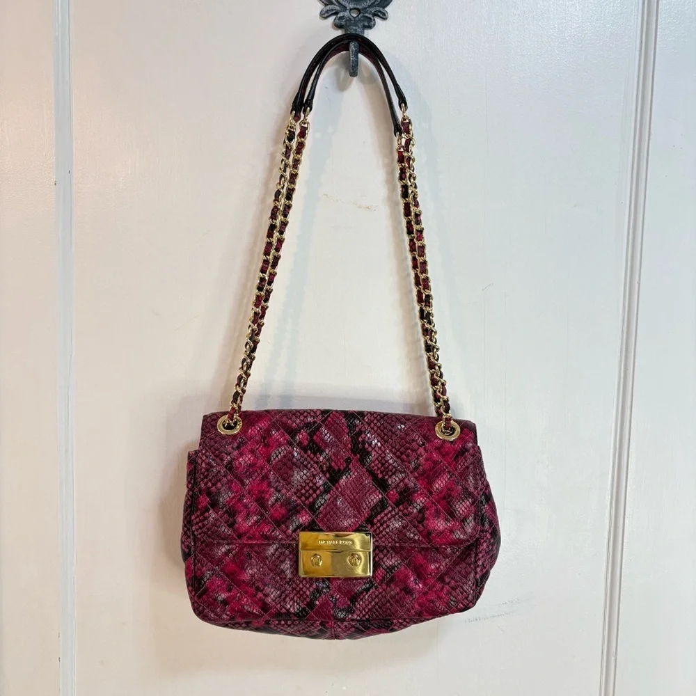 Michael Kors Sloan Large Quilted Embossed-Leather Shoulder Bag